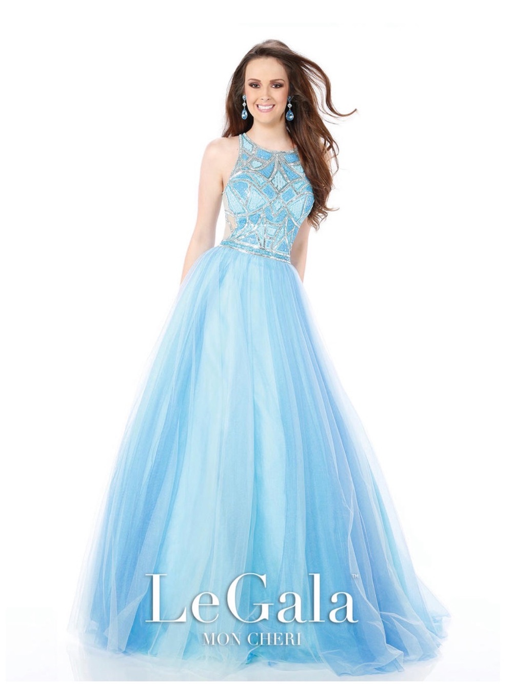 Le Gala Mon Cheri Dress Sz 6 Blue Beaded Tulle Ball Gown Prom Pageant Fairycore